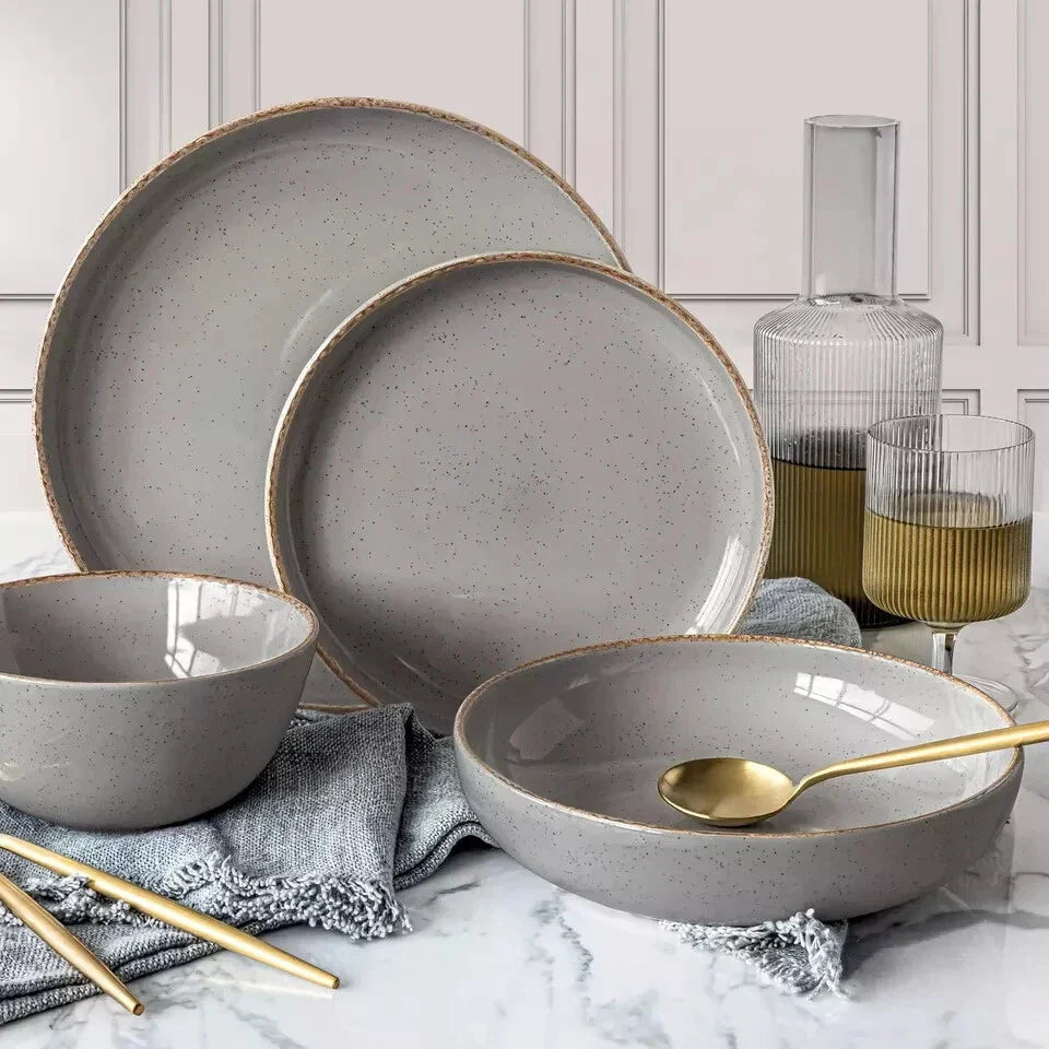 Over & Back Options 16-piece Dinnerware Set - Sage Stoneware, Holiday Table Set